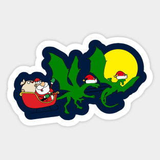 Dragon Reindeer Christmas Sleigh Sticker